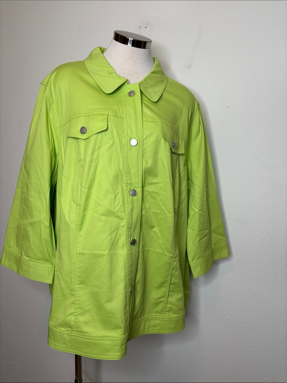 CJ Banks Lime Green Button-Front Jacket